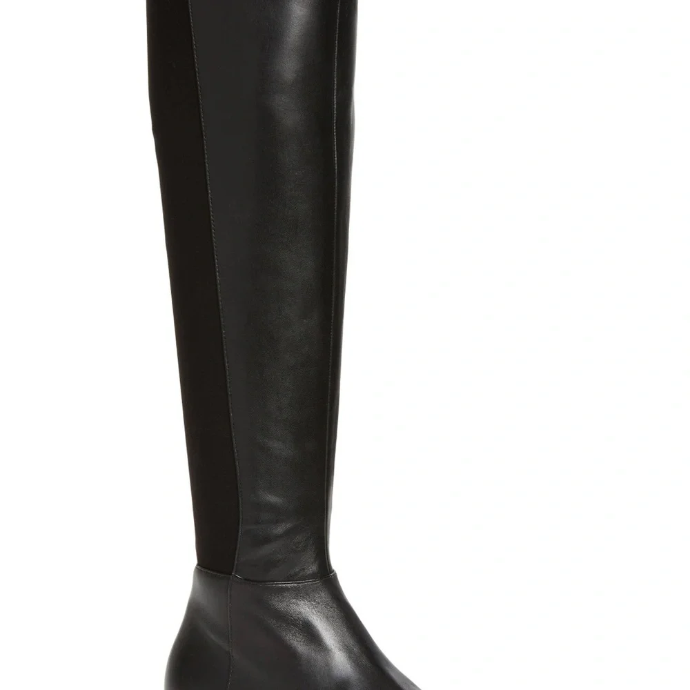 Michael Kors Black Leather Stretch Over-the-Knee Boot